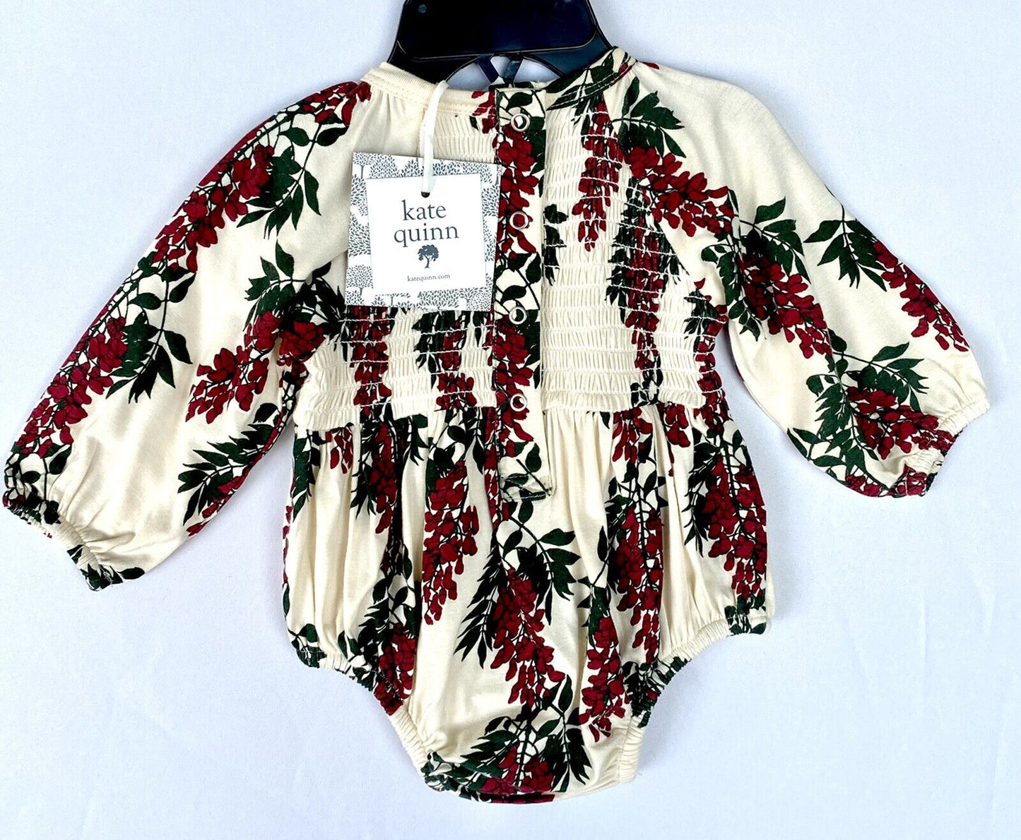 Kate Quinn Bamboo Garnet Wisteria Smock Bubble Romper Retail $38 Price $28 0–3M