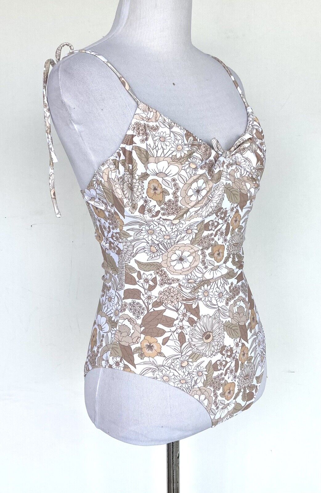 Charlie Holiday Taupe Florence Swimsuit XS Retail $89 Price $46 NWT