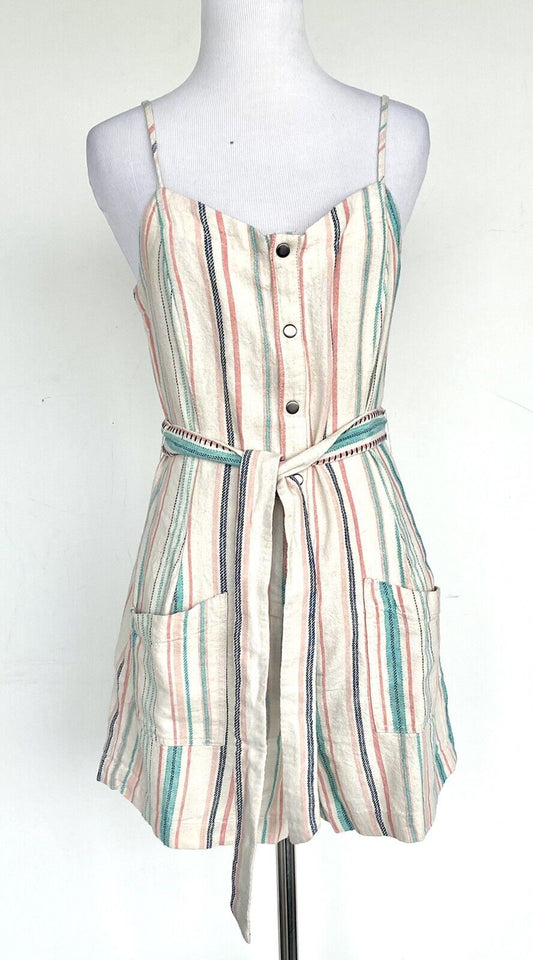 Splendid La Paz Twill Stripe Romper Retail $148 Price $59 NWT XS Linen Mix
