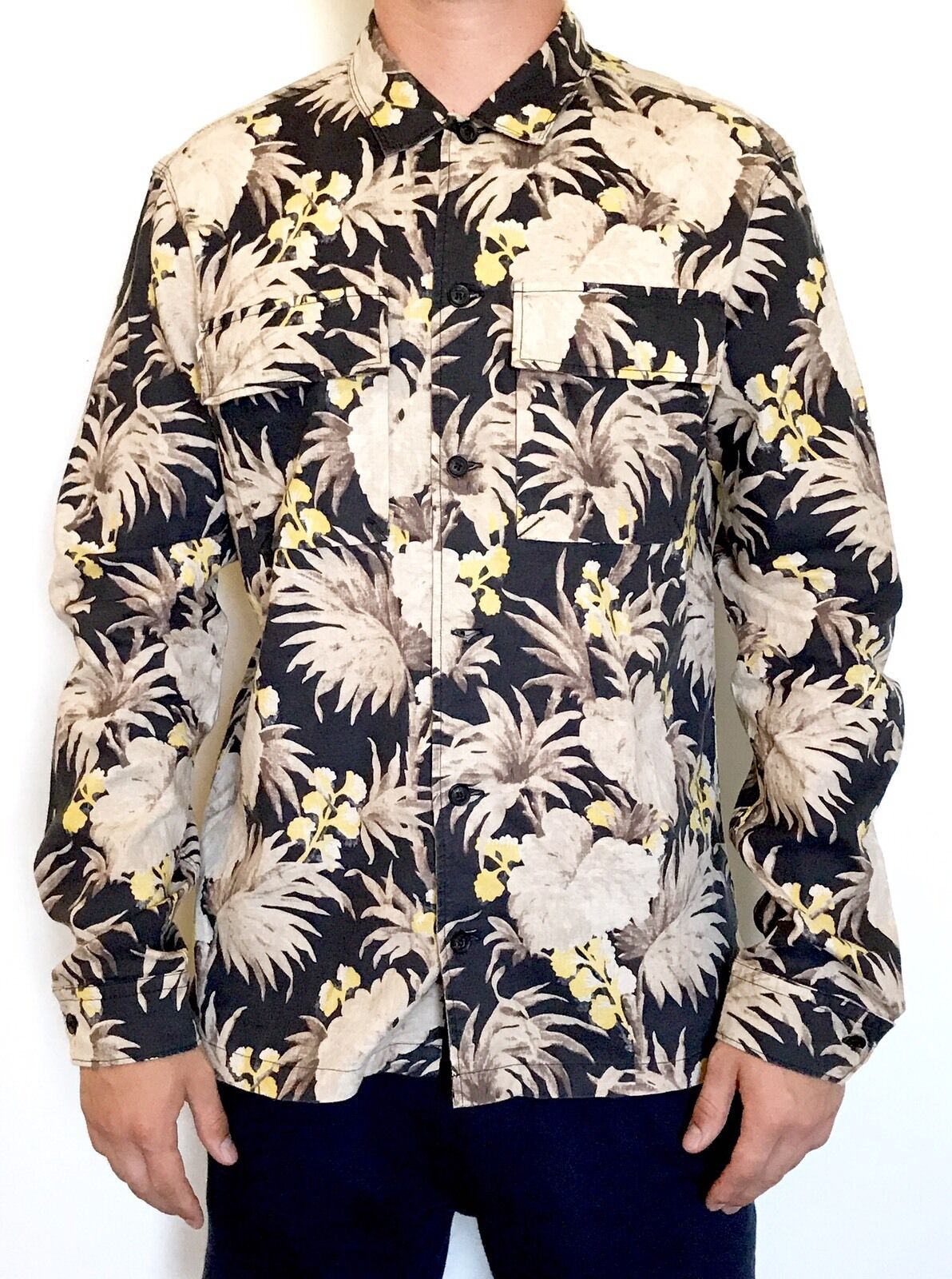 AllSaints Midway Linen Cotton LS Shirt  Retail $195 NWT Price $79 All Saints M