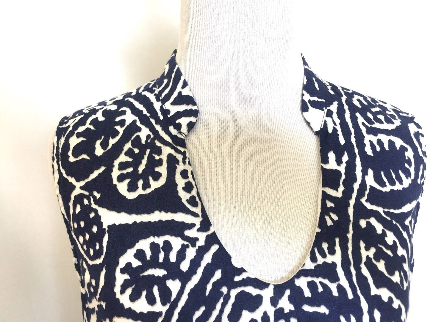 Nic + Zoe Blue & White Soft Linen Dress. NWT Petite M Retail $198 Price $58