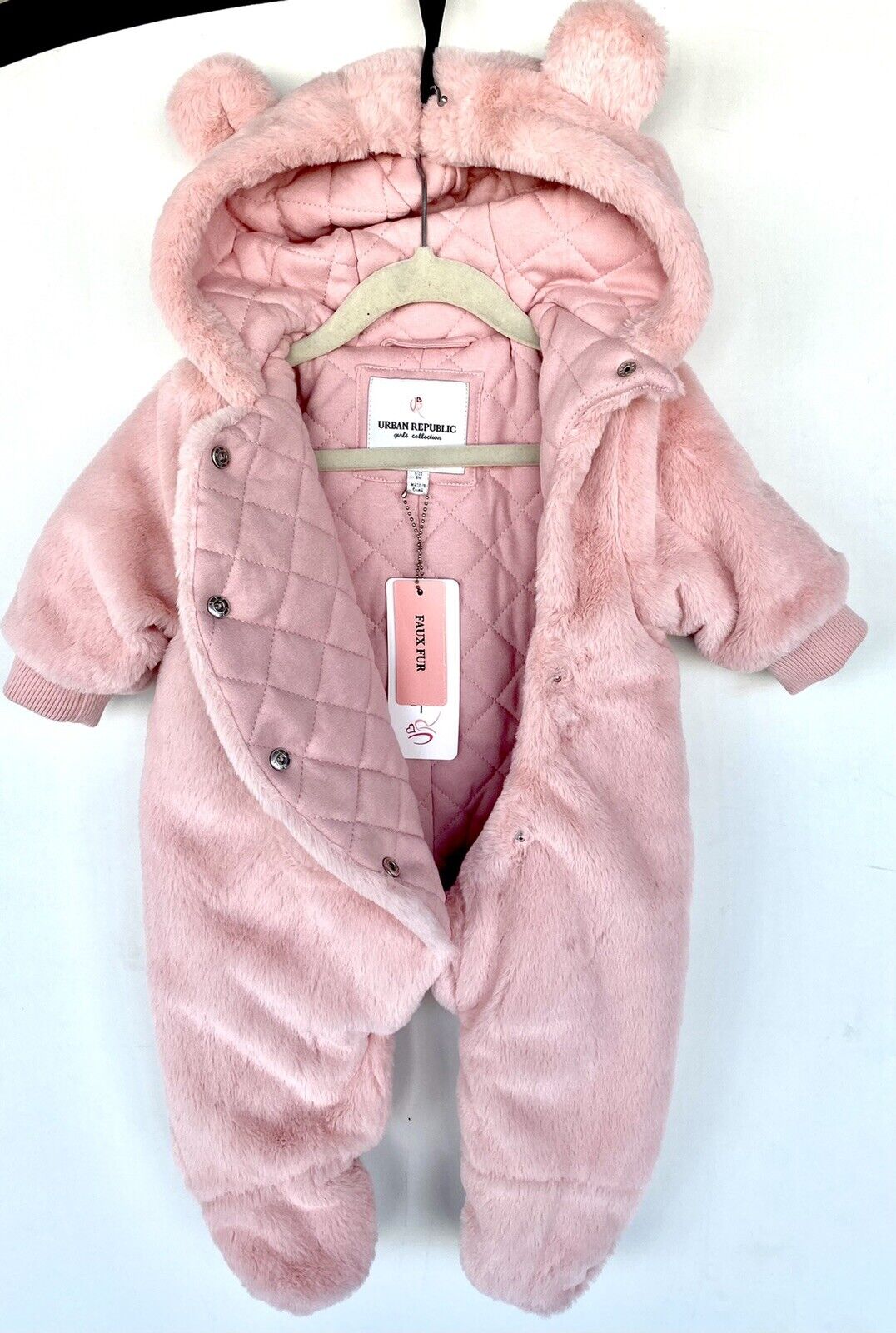 Urban Republic Faux Fur Bear Ears Snowsuit Retail $90 Price $45 NWT 6 Month