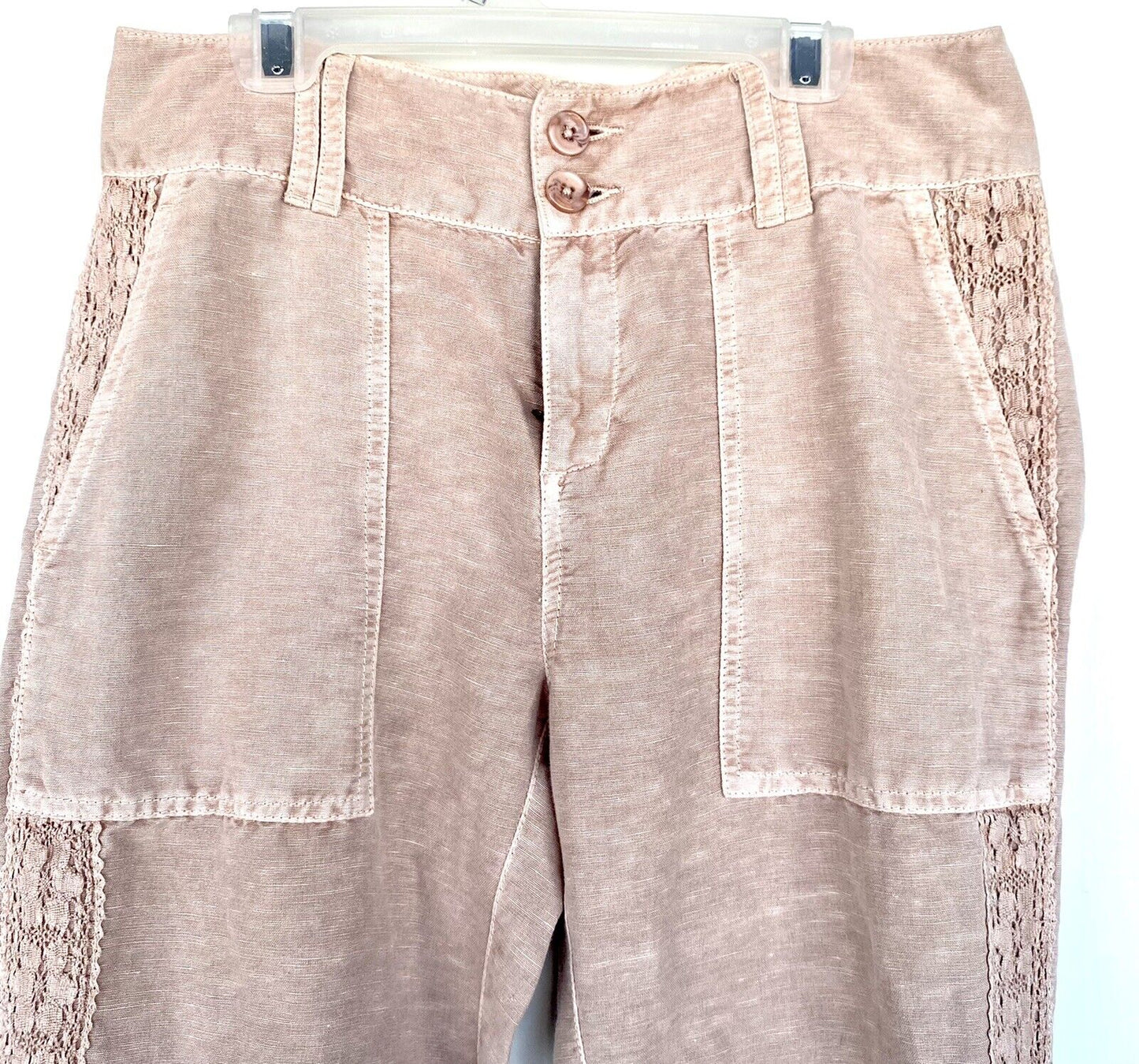 Sundance Organia Cotton Pants Lace Side Panel Retail $98 Price $56  Size 2