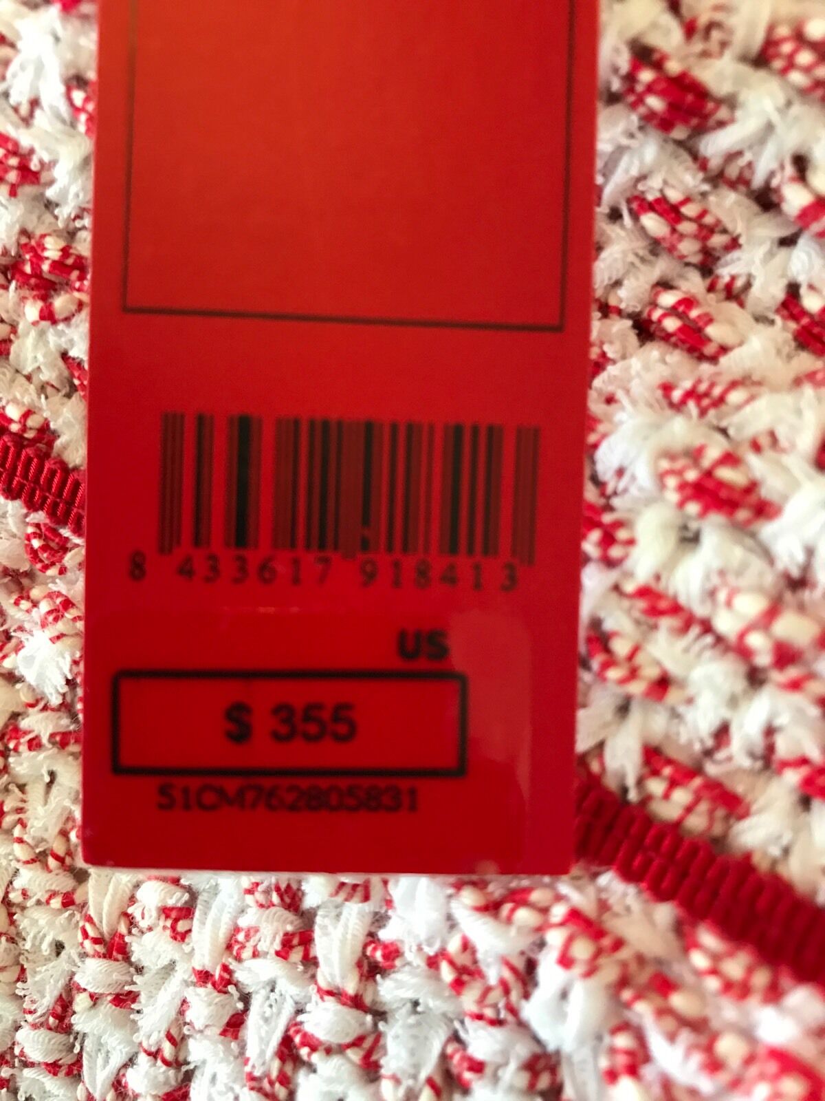 Carolina Herrera Red & White Knit Top NWT Retail $355 Price $145 Size L