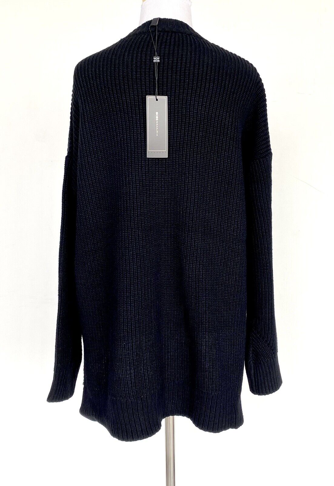 BCBG MaxAzria Black Oversized Rib Knit Sweater Retail $178 Price $59 Size S NWT