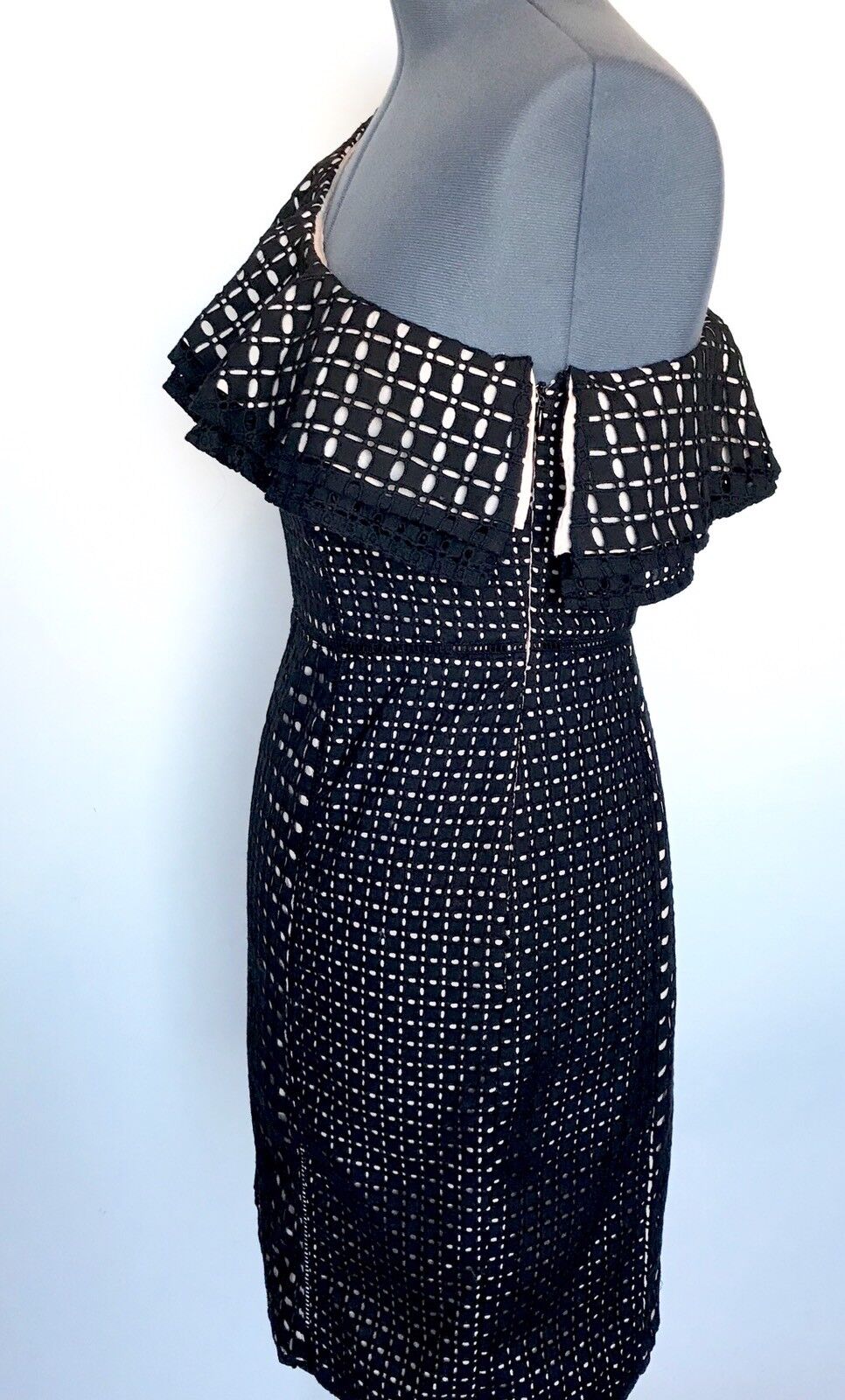 J.Crew One-shoulder dress in eyelet Black NWT Size 10 Retail $158 Price $50.99
