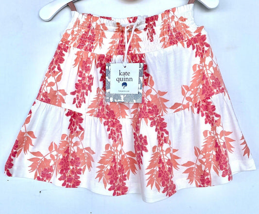 Kate Quinn Soft Modal Smocked Waist Tiered Skirt 3T Retail $38 Price $25 Coral