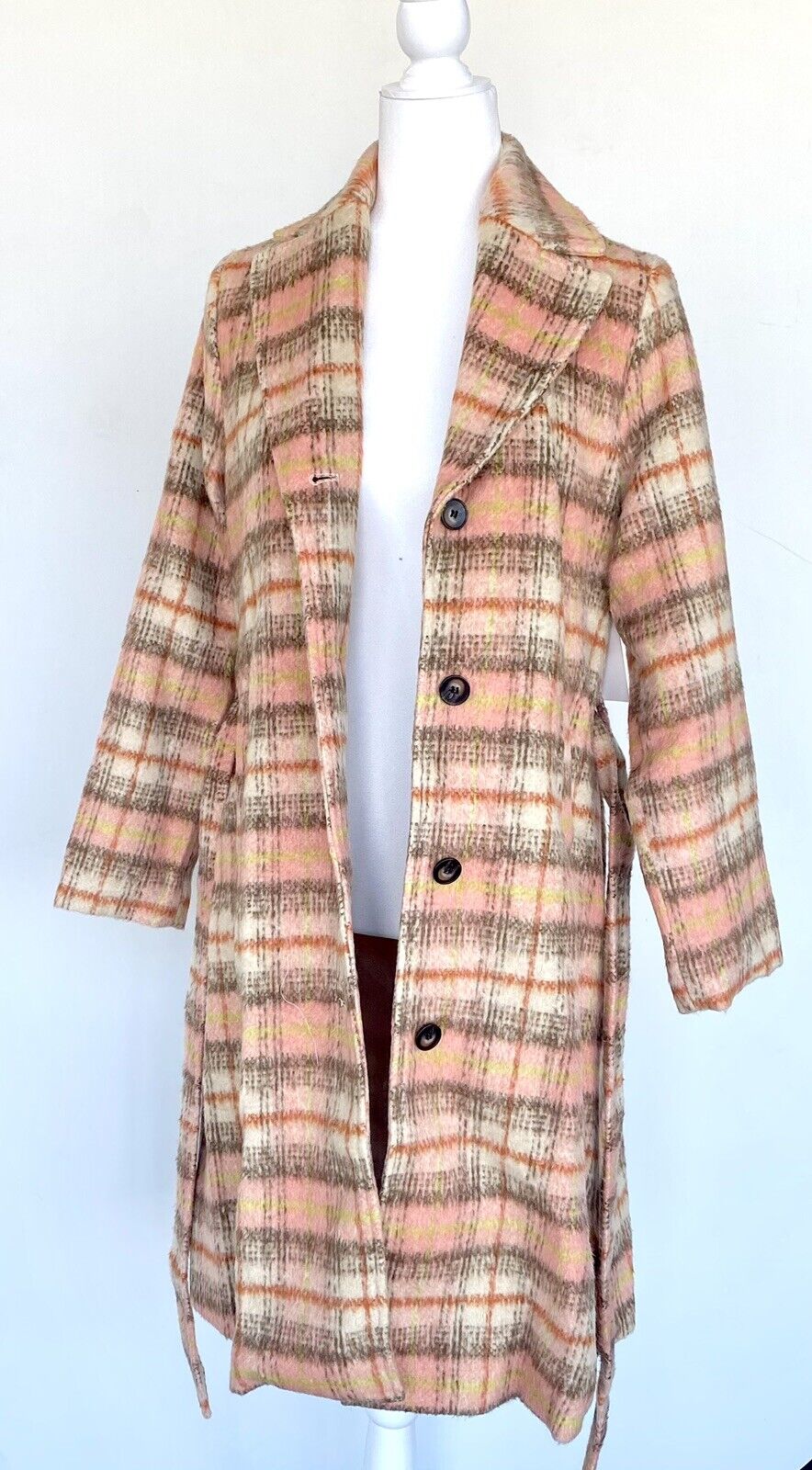 Aura Apricot plaid coat. XS/S price $78