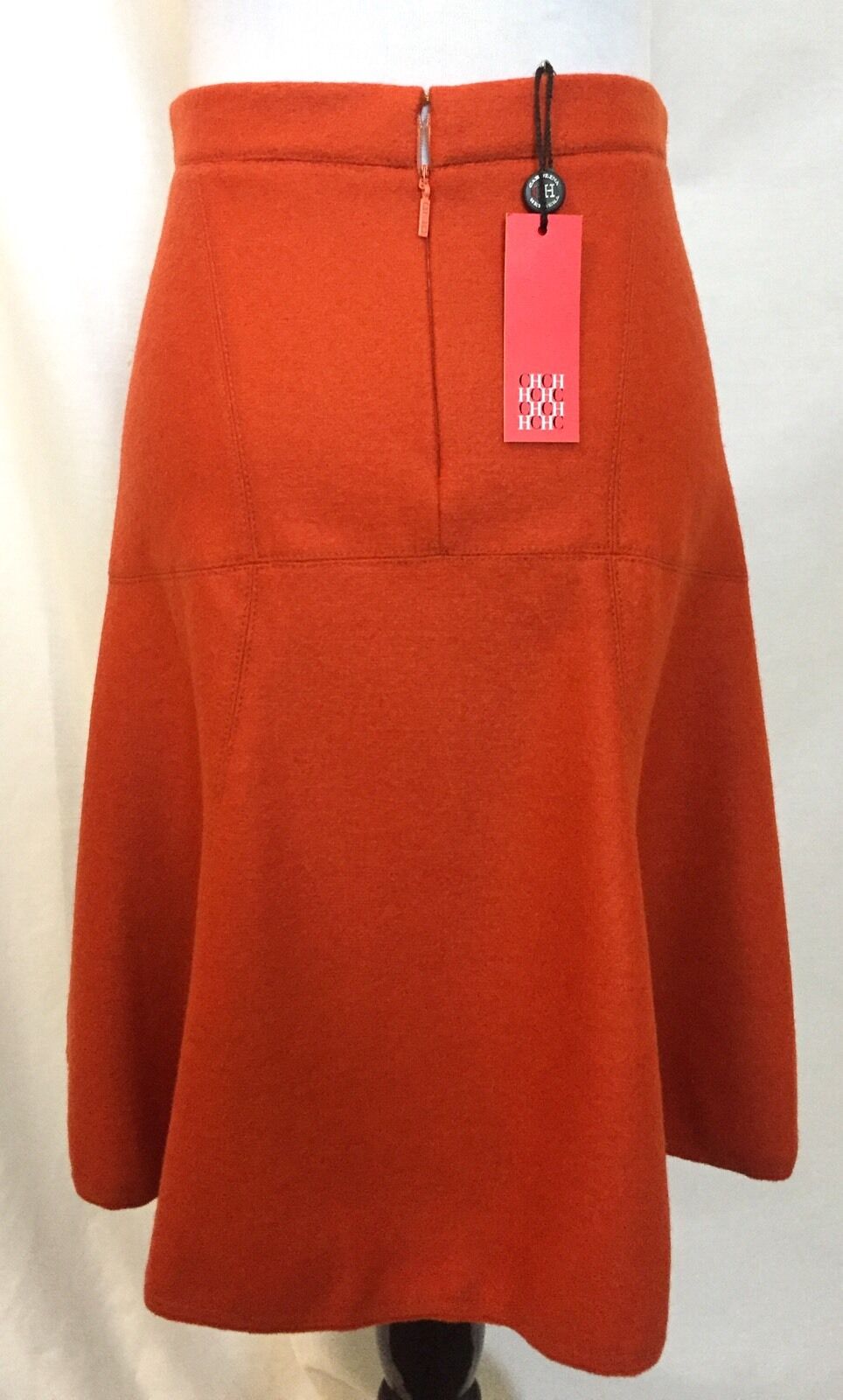 Carolina Herrera Wool Dark Orange Skirt NWT Retail $445 Price $170 Size 2
