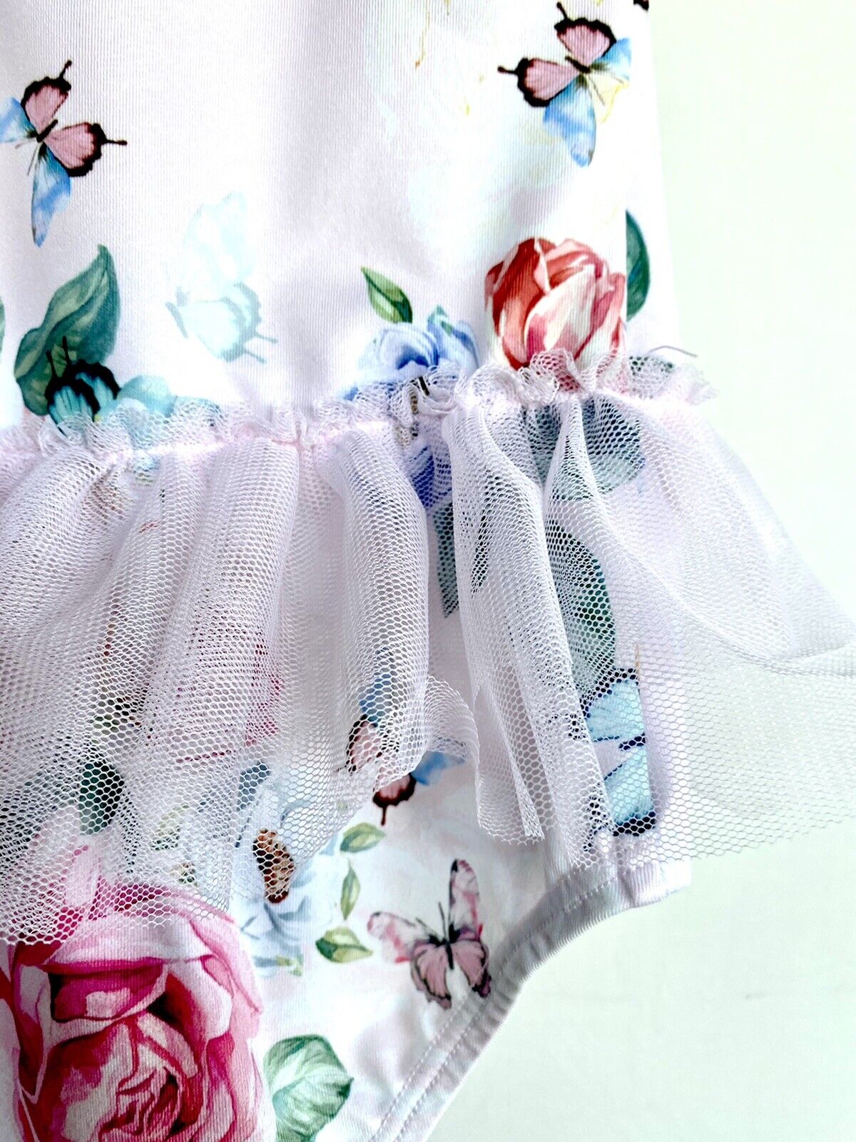 Monsoon London Floral Print Ruffle Tulle Skirt Swimsuit 12-18 M Price $28 NWT