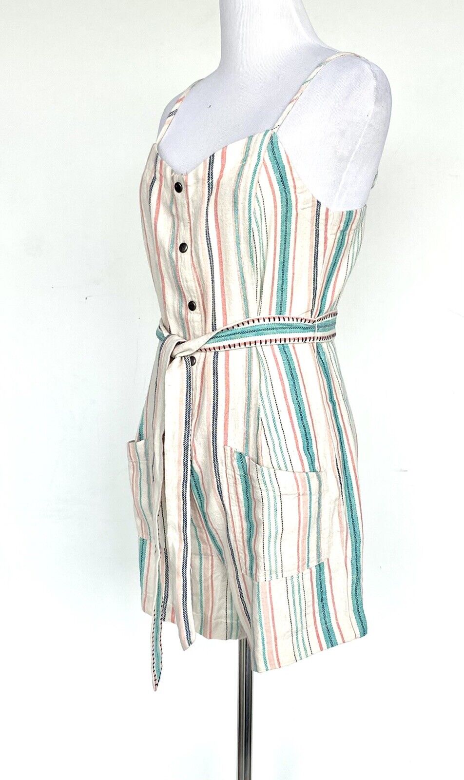 Splendid La Paz Twill Stripe Romper Retail $148 Price $59 NWT XS Linen Mix