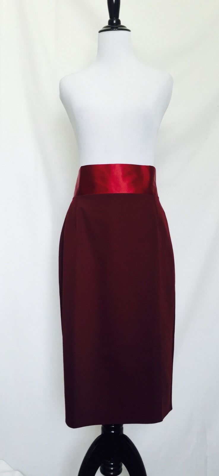 Figl Dark Red Skirt With Lighter Silky Waistband NWT  Size L Price $26