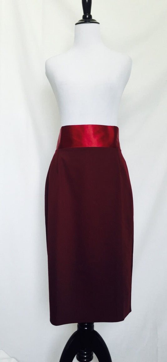 Figl Dark Red Skirt With Lighter Silky Waistband NWT  Size L Price $26