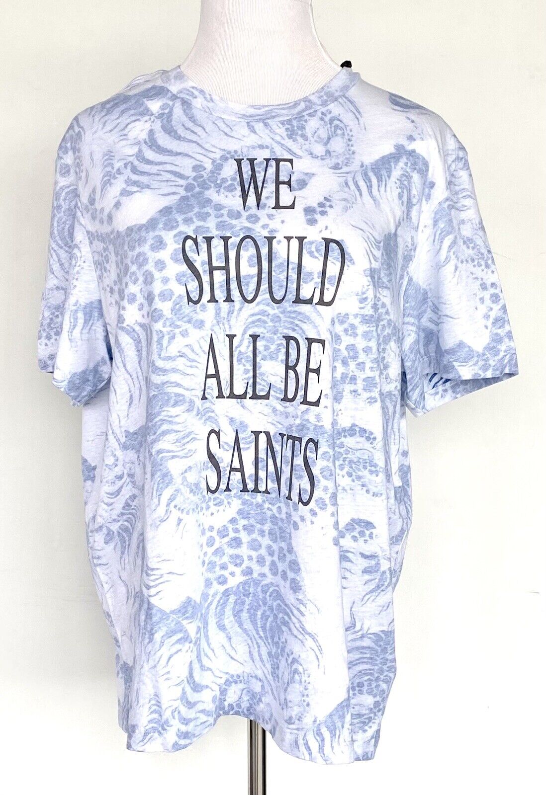 AllSaints Reverse Boyfriend Tee NWT Retails $69 Price $49.50 Size L Blue White