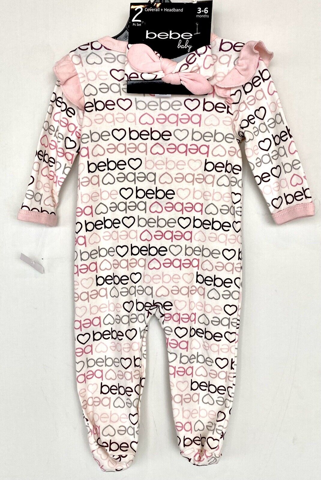 Bebe baby Ruffle Footie / Coverall & headband 3-6 month Retail $29.50 price $19