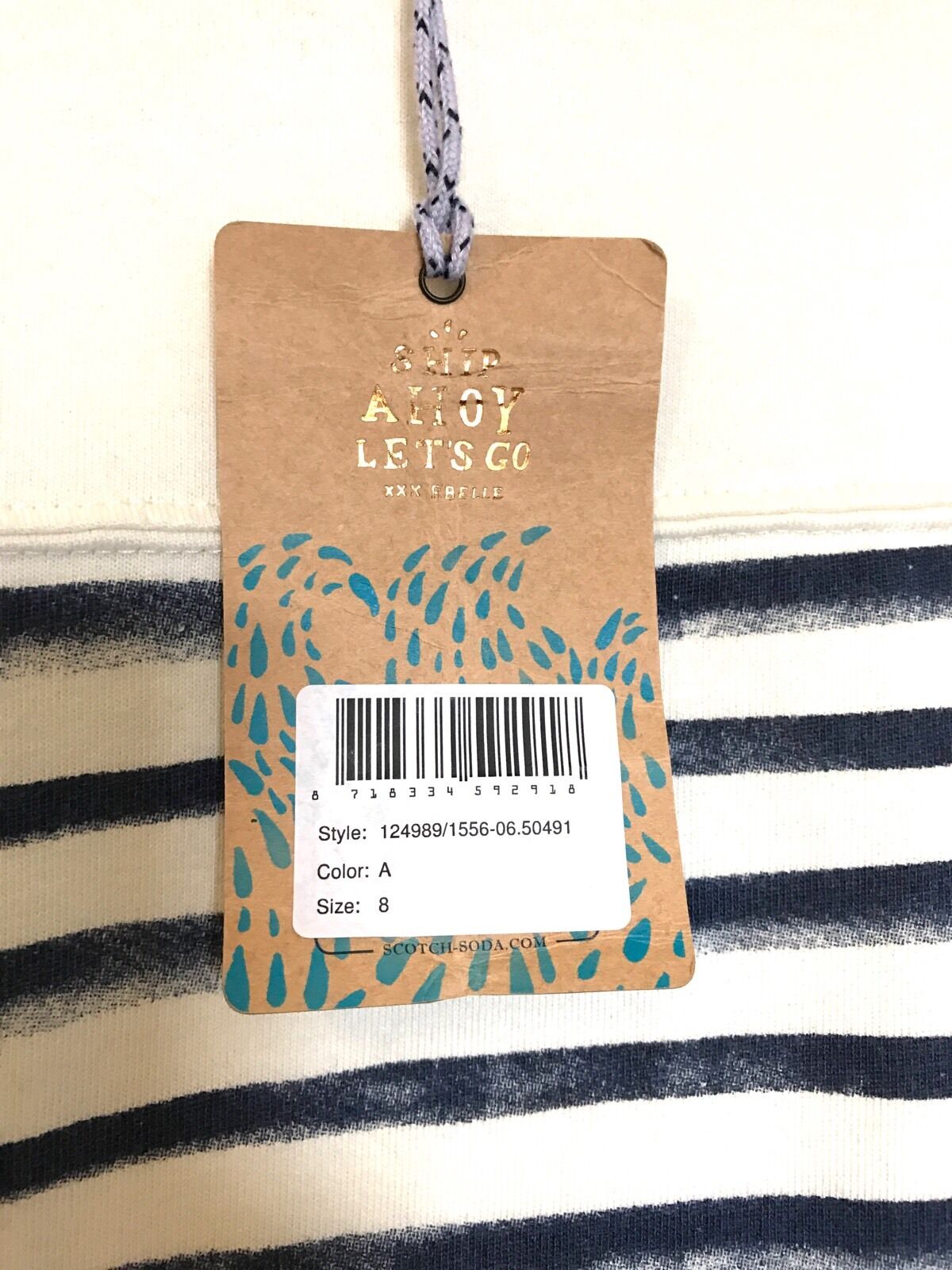 Scotch R'Belle Breton Cream & Blue Stripe Shirt.NWT Age 8 Retail $55 Price $38