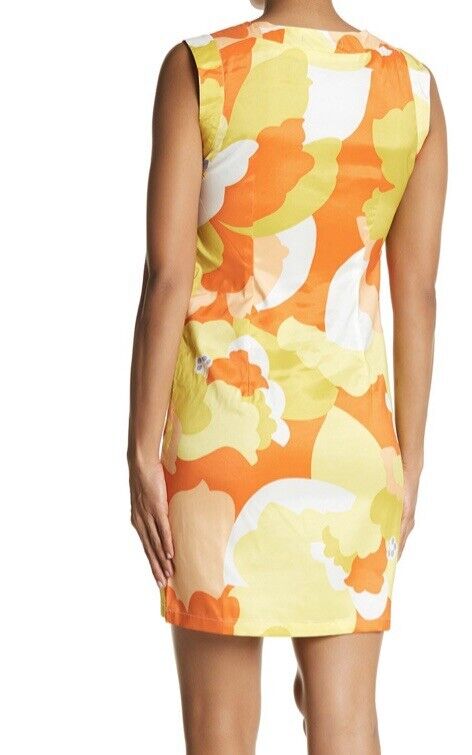 Vertigo Sleeveless Abstract Shift Dress Yellow/Orange. Retail $220 Price $78 NWT