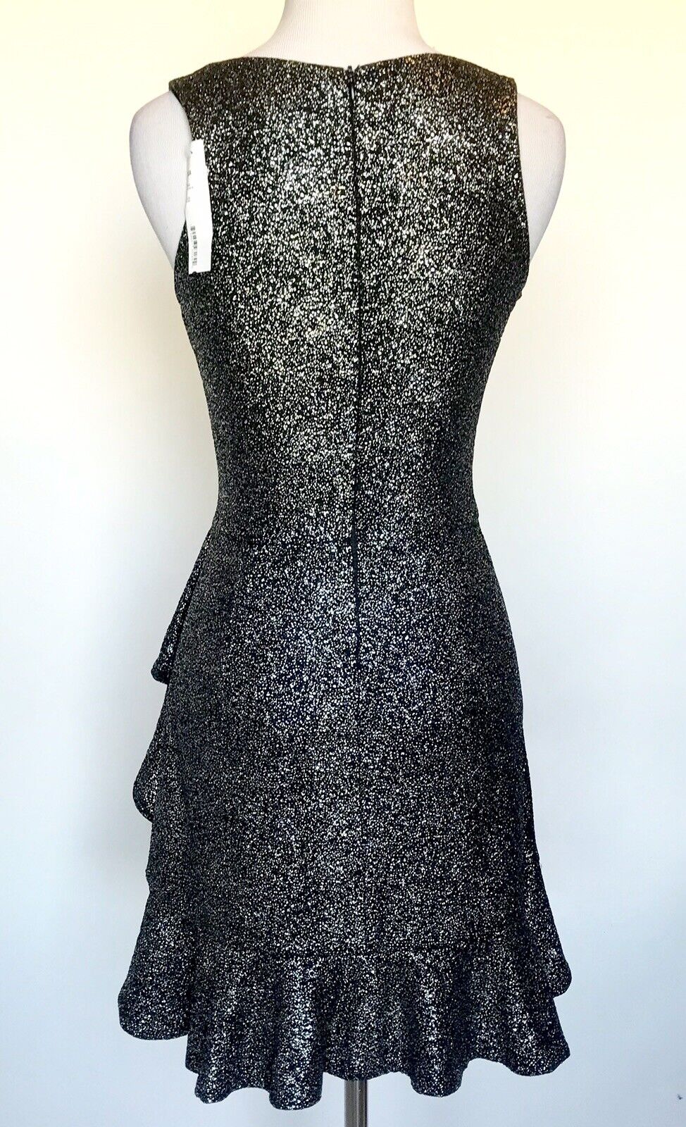 Aqua NWT Dress Metallic Silver & Black Stretch Dress XS/ S Retail $88 Price $42