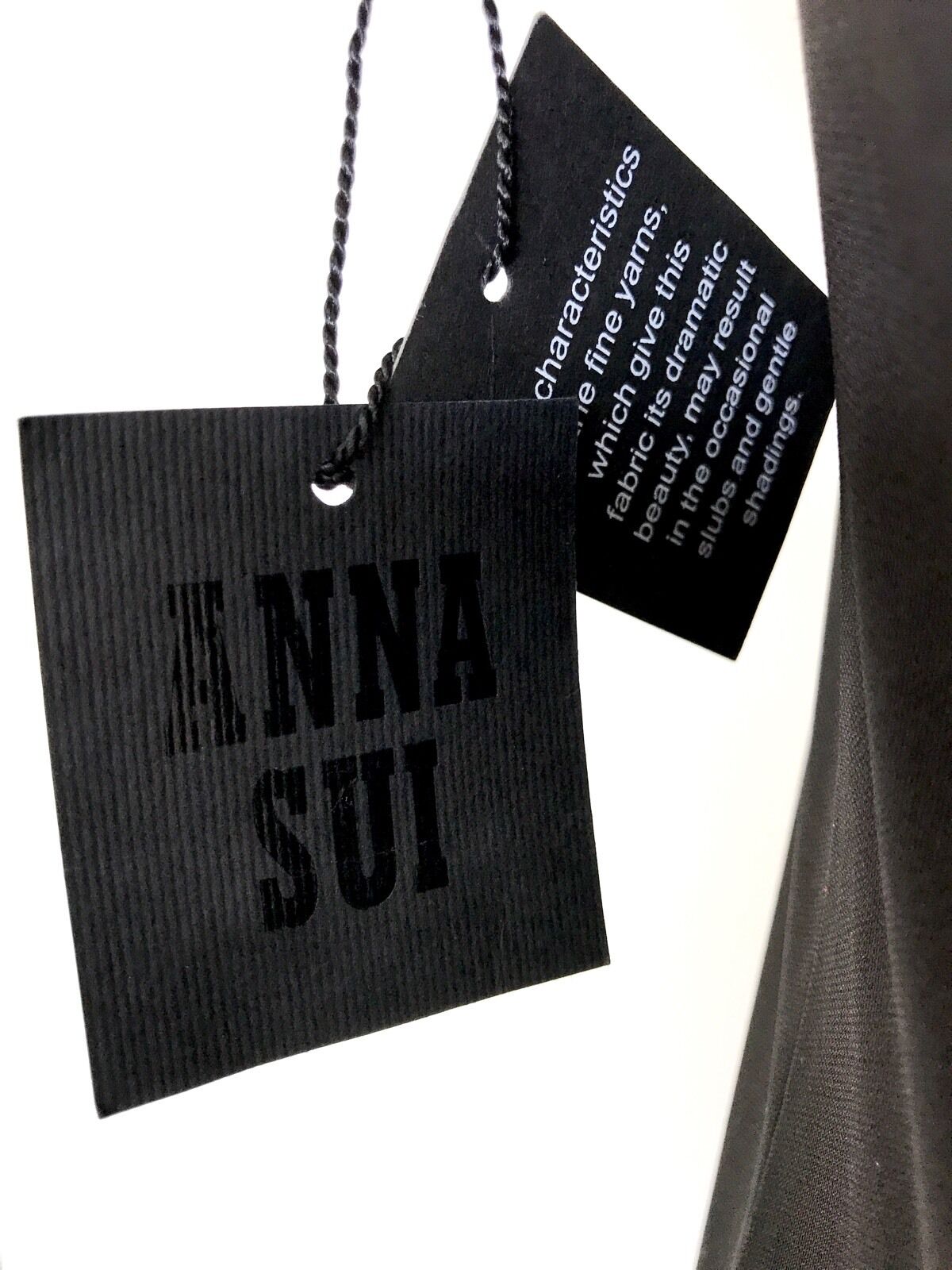 Anna Sui Black 100% Silk Frill Dress. NWT Price $69 Size M