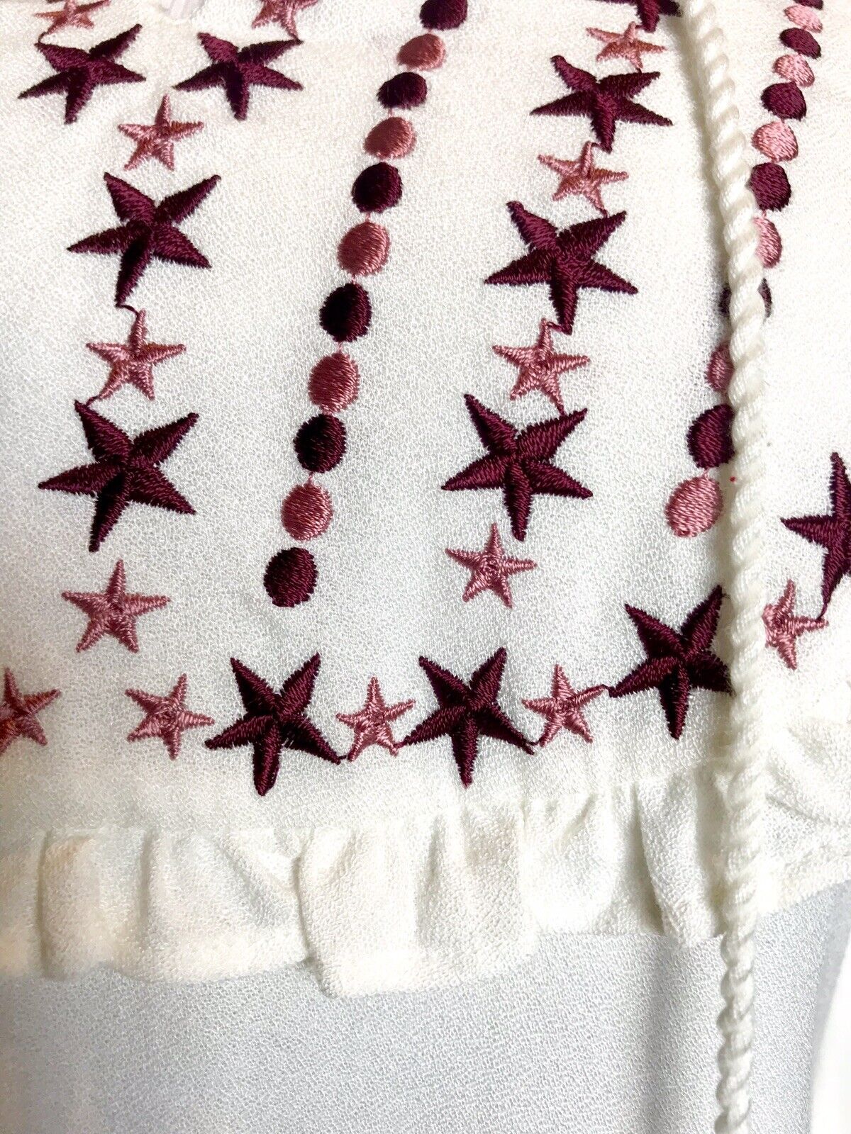 Boden Ivory Star Embroidery Polly Tassel Blouse NWT Retails $98 Price $38 Size 4