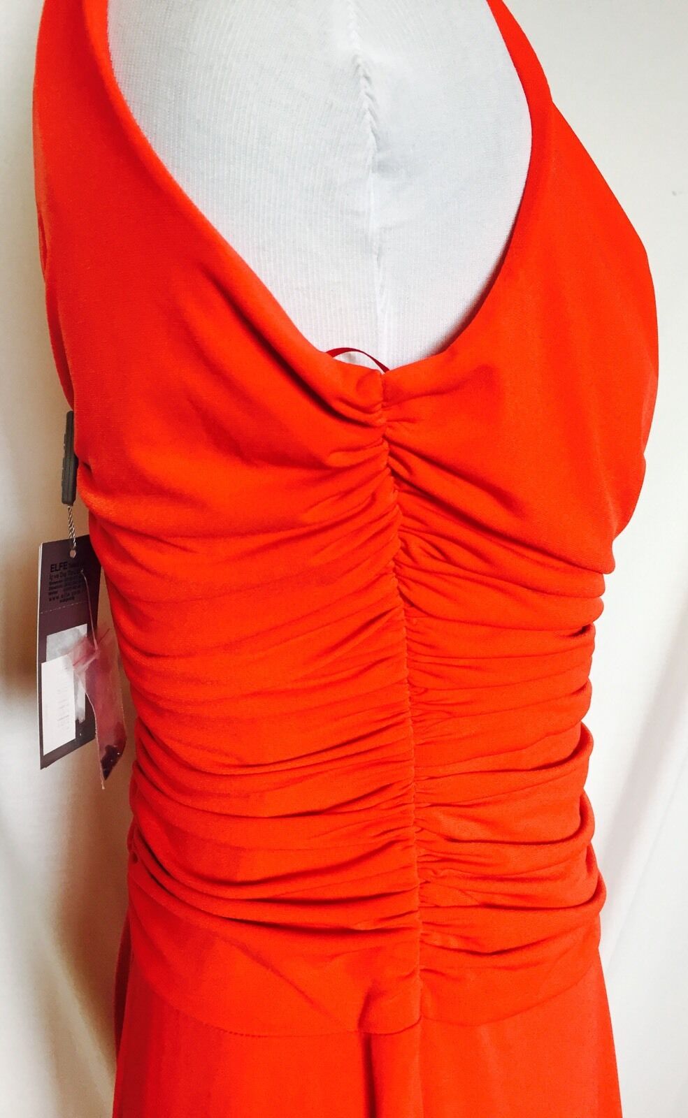 ELFE Orange Long Formal Prom DRESS.Diamante Beaded detail NWT SIZE M EURO 40 $45