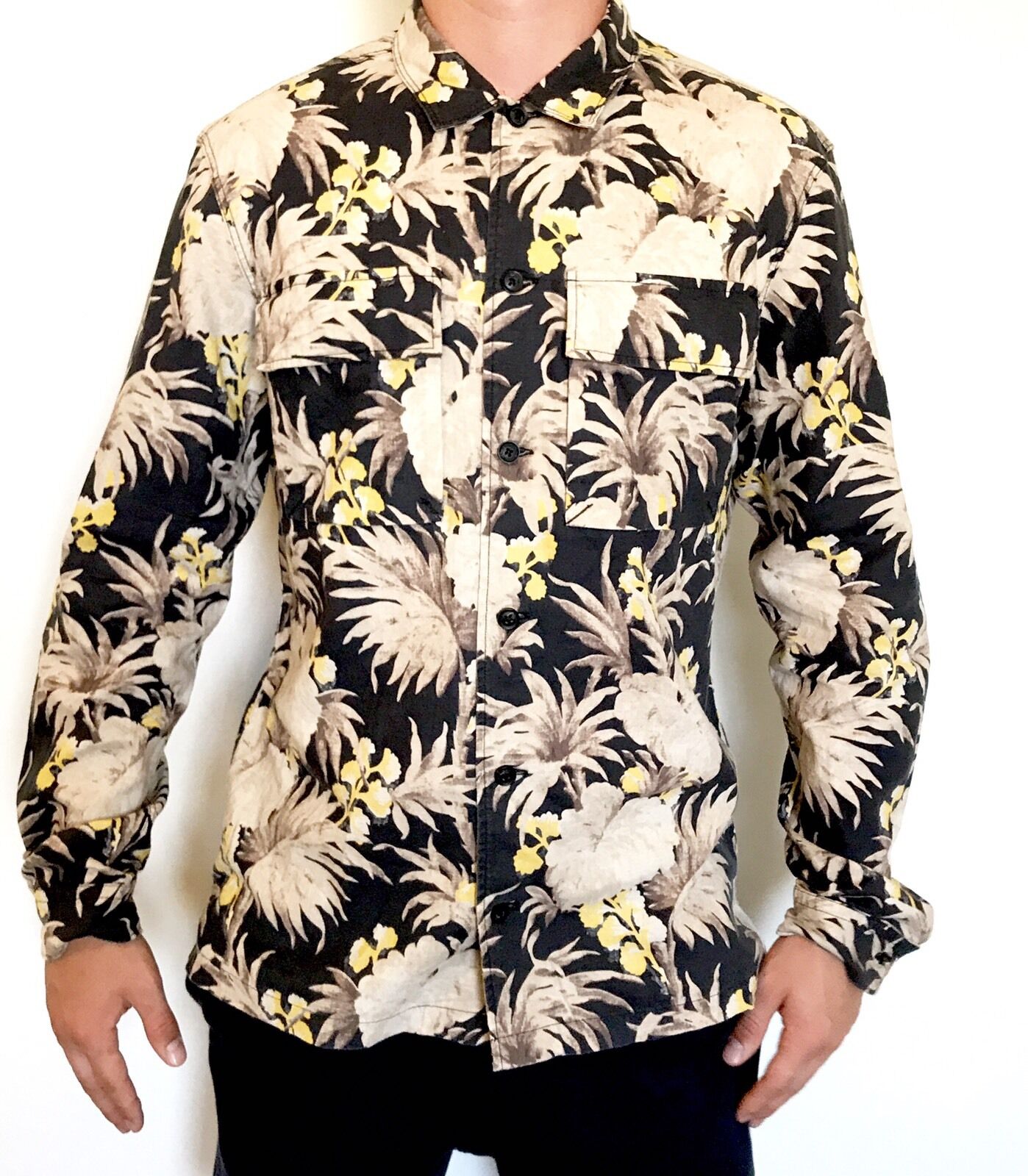 AllSaints Midway Linen Cotton LS Shirt  Retail $195 NWT Price $79 All Saints M