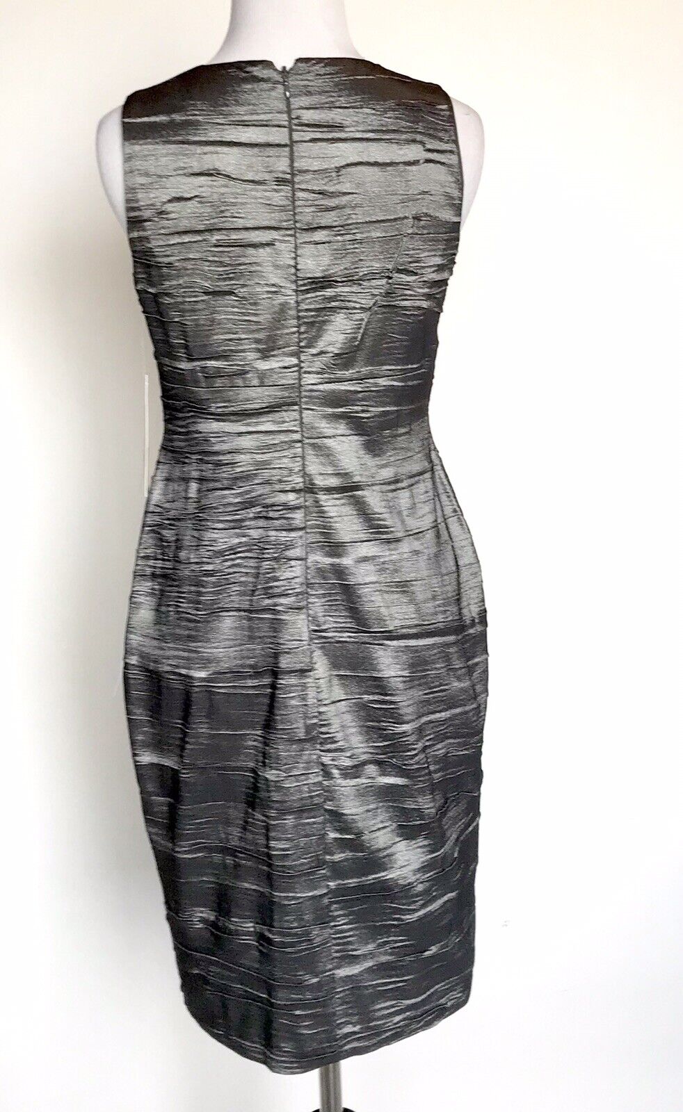 Adrianna Papell Cutout Diamanté Silver Dress NWT Size 2P Retail $148 Price $79