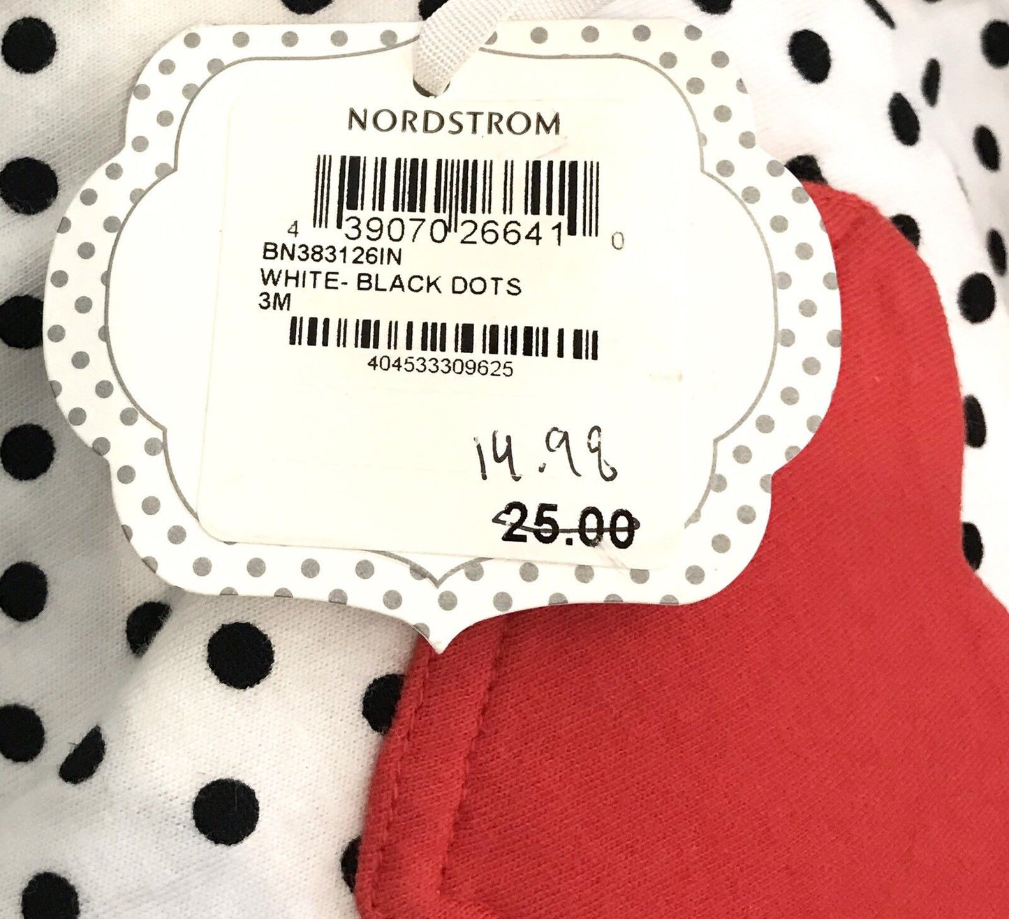 Nordstrom baby Black Dot & Red Heart Romper Retail $25 NWT Price $14.98 3M