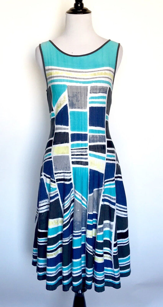 Nic + Zoe Blue Grey & White Knit Dress. NWT Petite S Retail $220 Price $79