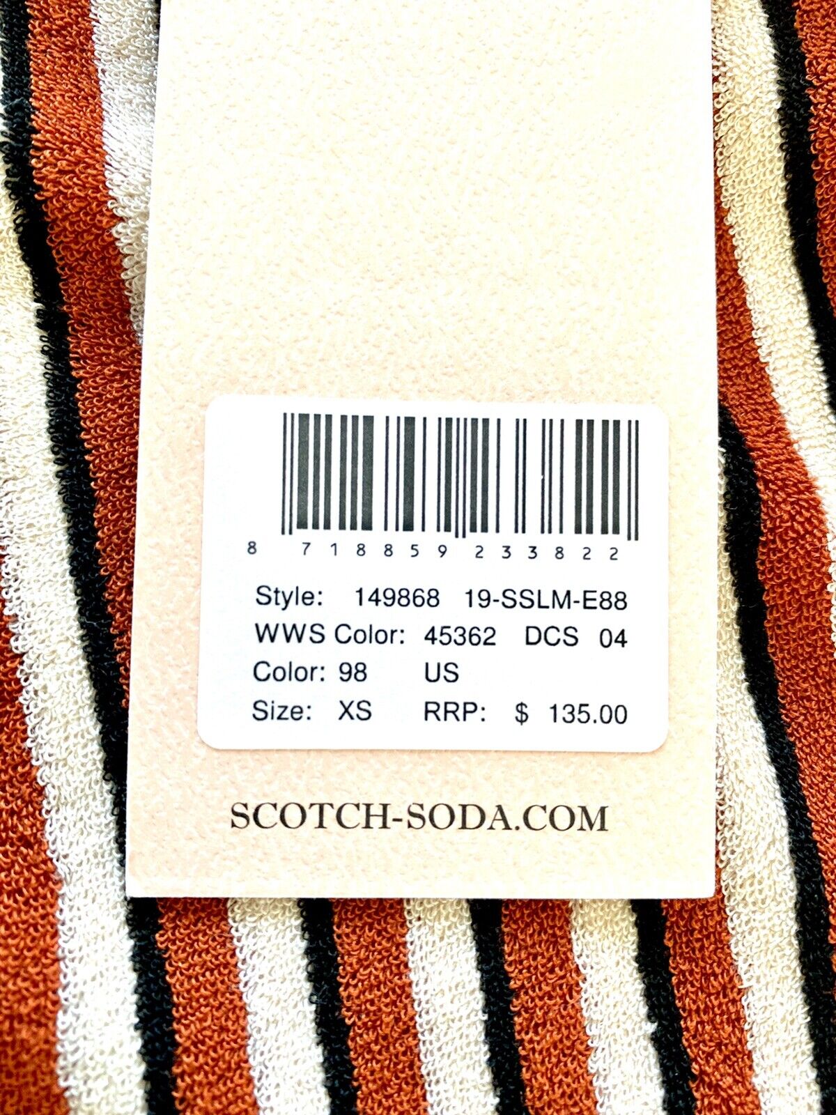 Scotch & Soda Striped Poolside Toweling Dress Cover Up Retail $135 Price $79