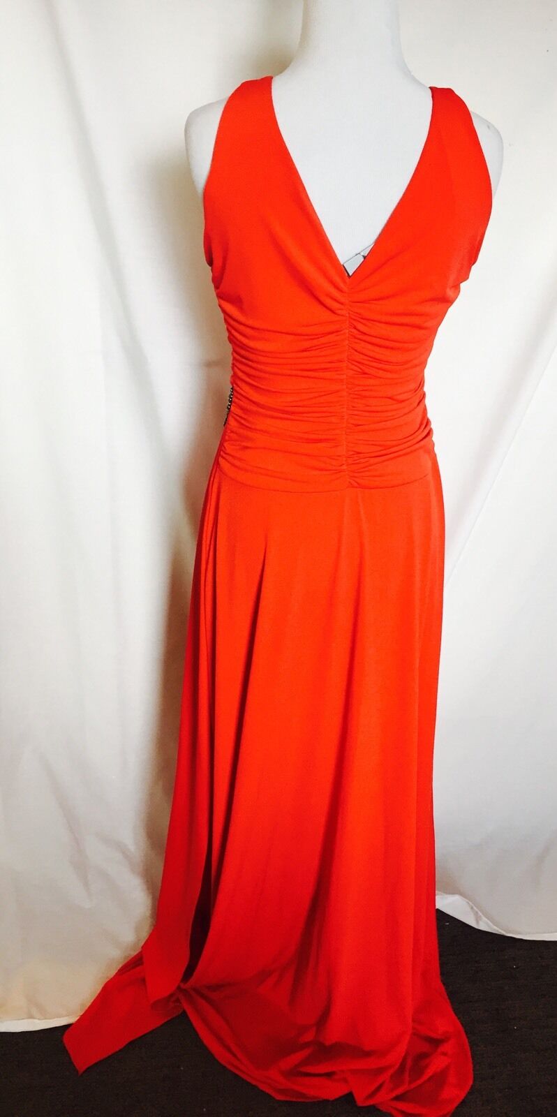 ELFE Orange Long Formal Prom DRESS.Diamante Beaded detail NWT SIZE M EURO 40 $45