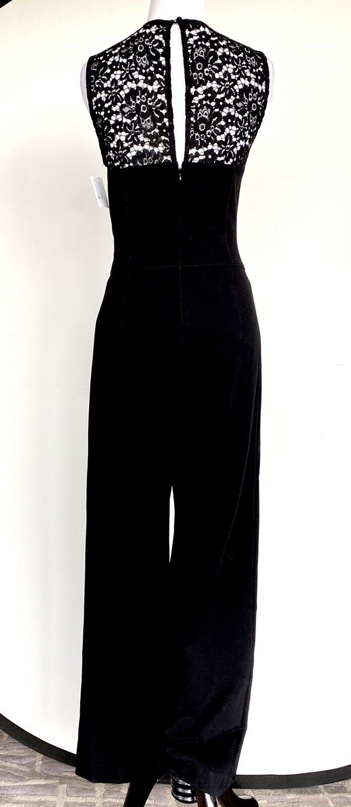 Black lace neck jumpsuit retail $194 price $65 size S NWT