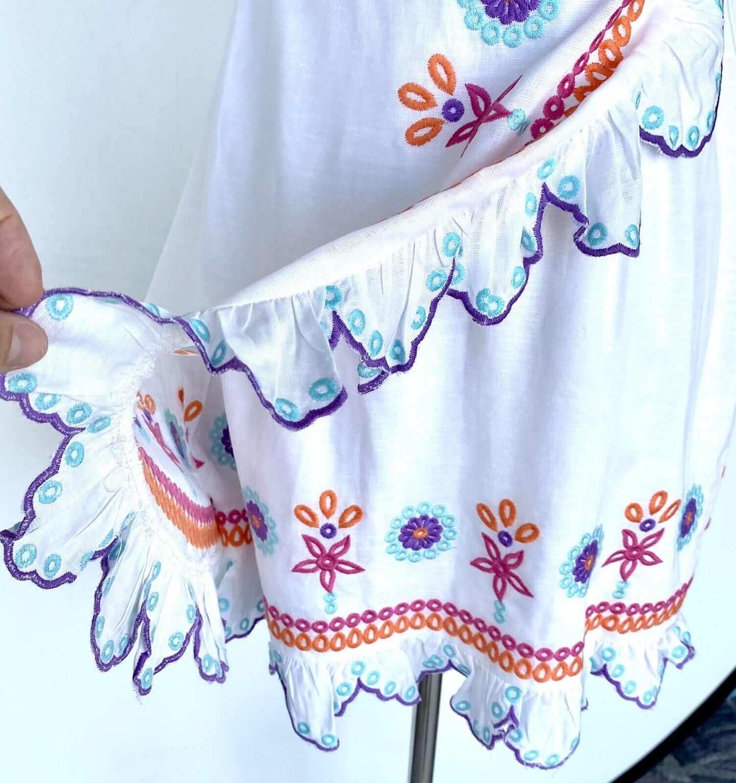 J Marie White embroidered  Mila Dress size S Retail $88 Price $49 NWT