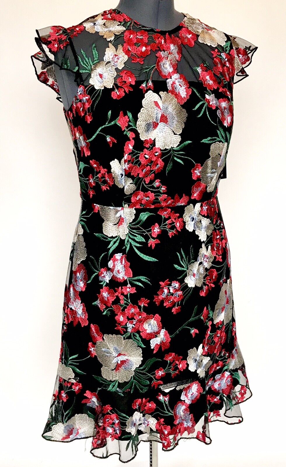 Donna Morgan Floral Embroidered Dress size 12 Retail $158 Price $76 NWT