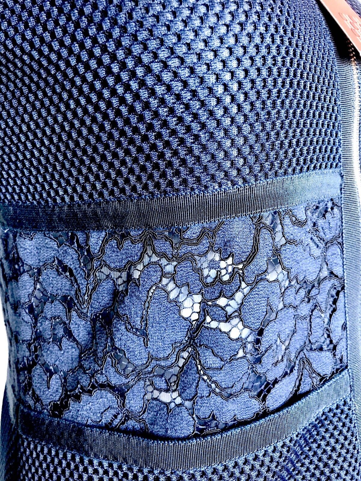Carolina Herrera Navy Blue Lace Waist Jacket Retail $745 NWT Price $345 Size XS