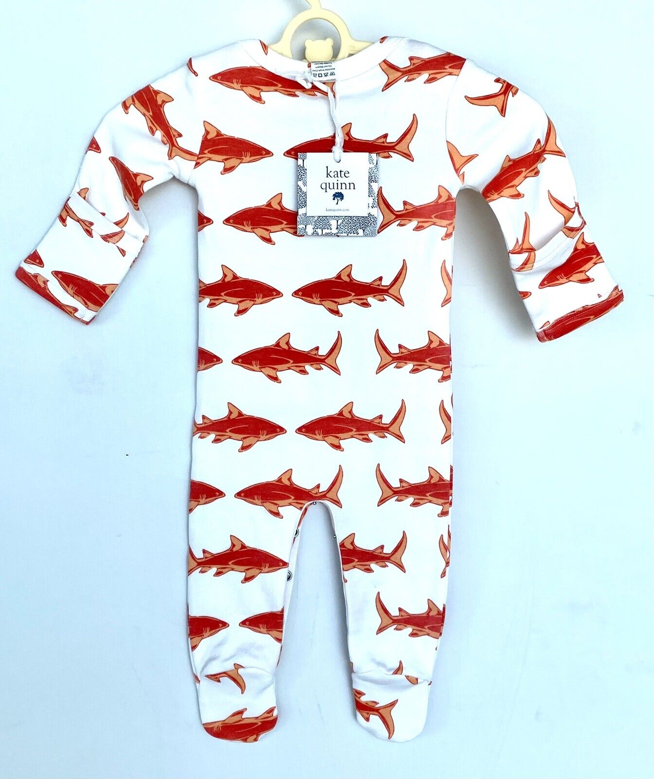 Kate Quinn Organic Cotton Footie Retail $38 Price $26 3-6 M Orange Shark