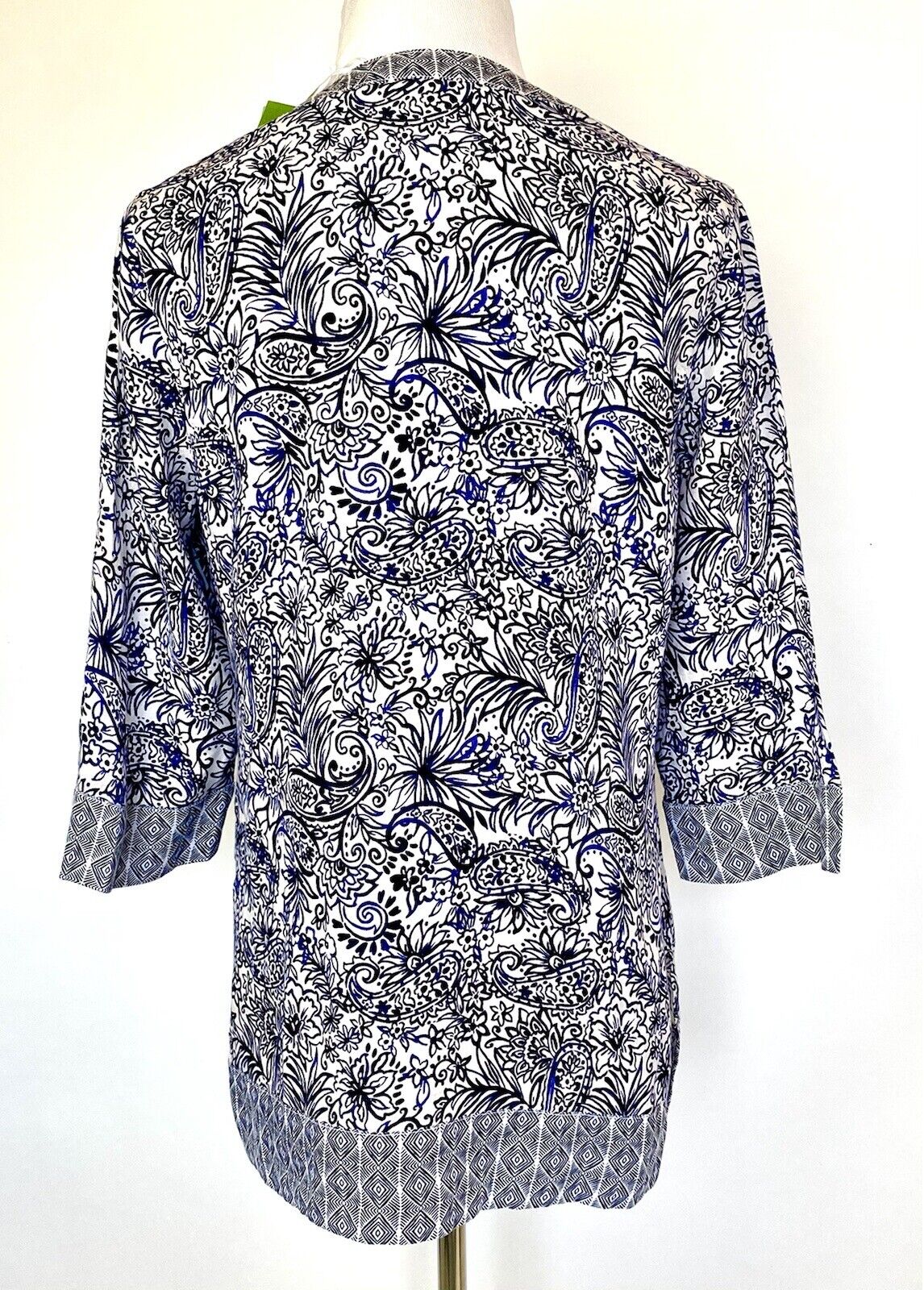 Sigrid Olsen 100% Linen Blue Paisley tunic top. Retail $79 Price $47 Size S NWT