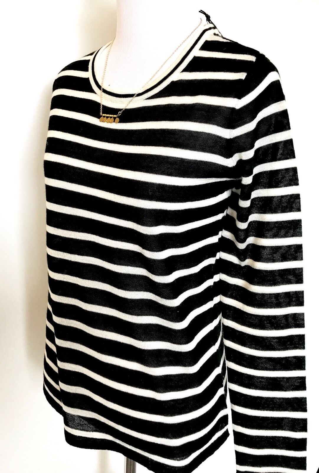 Scotch & Soda Black Stripe Sweater & Necklace  NWT Retail $109 Price $50 Sz XS