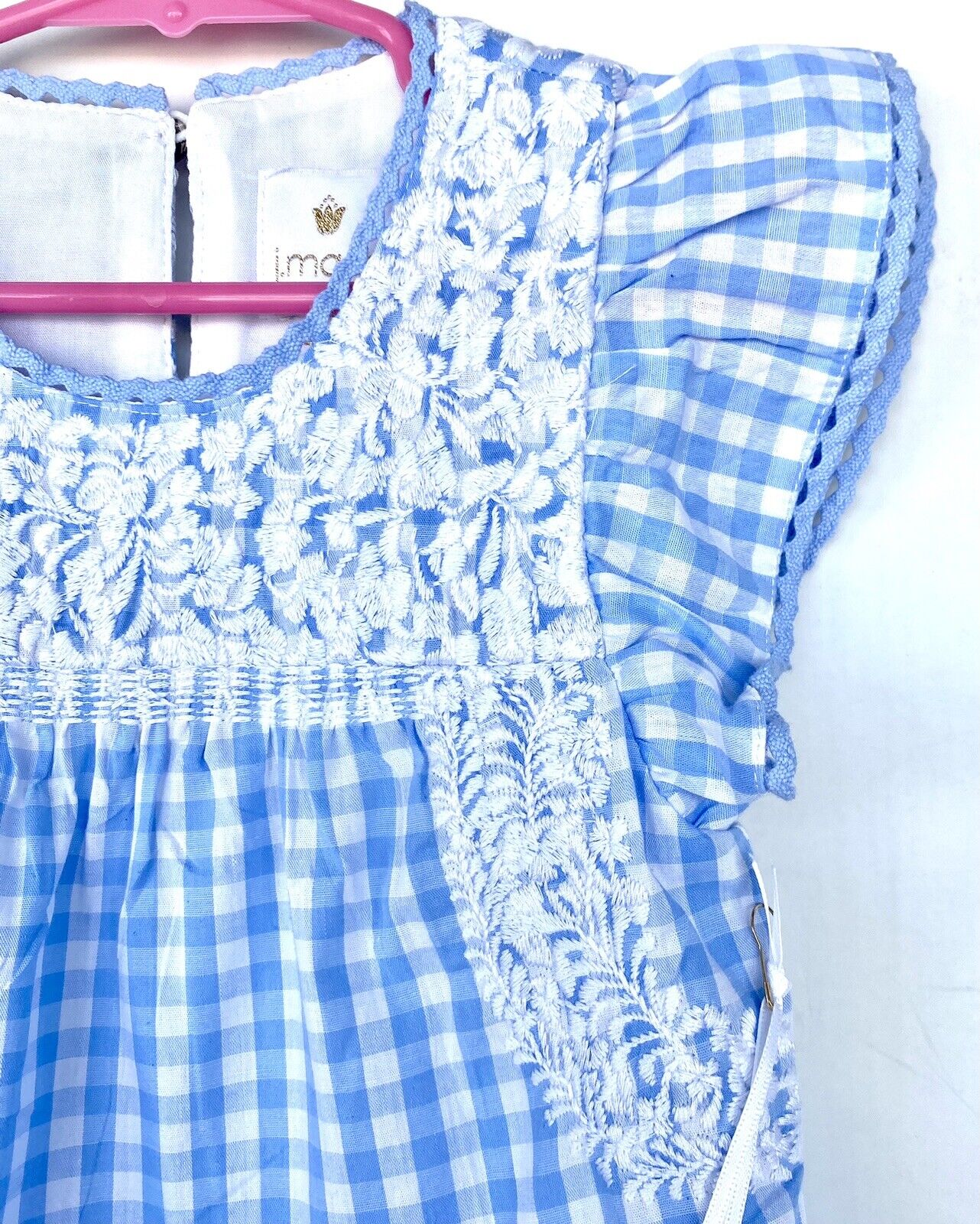 J Marie embroidered Juniper Dress 5T Retail $102 Price $49 Gingham Blue