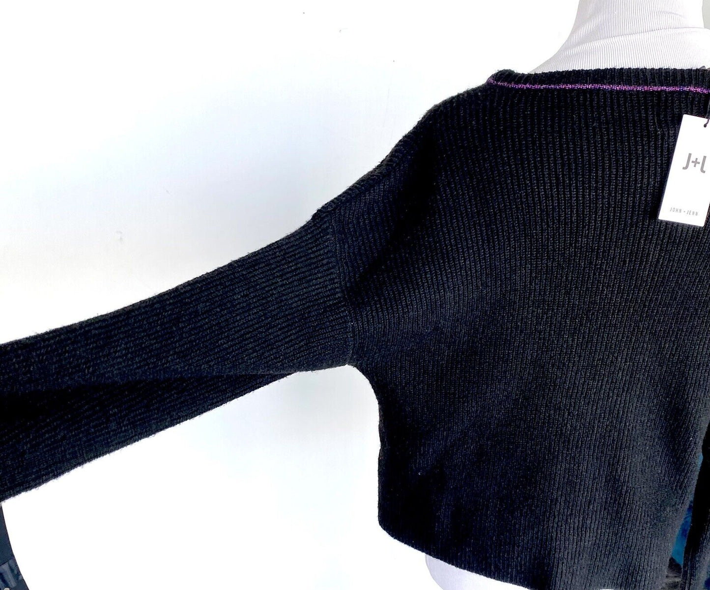 John & Jenn stripe Knit Rib sweater Retail $125 Price $65 Size XS NWT Black Pink