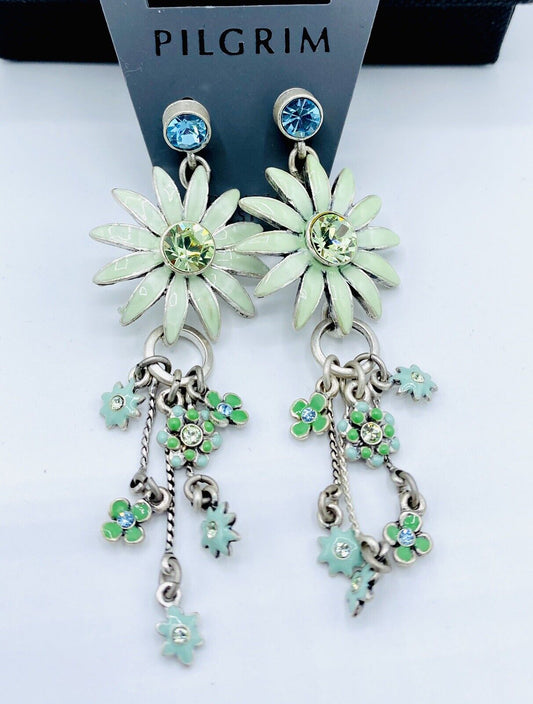 Pilgrim Jewelry Swarovski Crystal pale green Sterling silver Plated Earrings $14