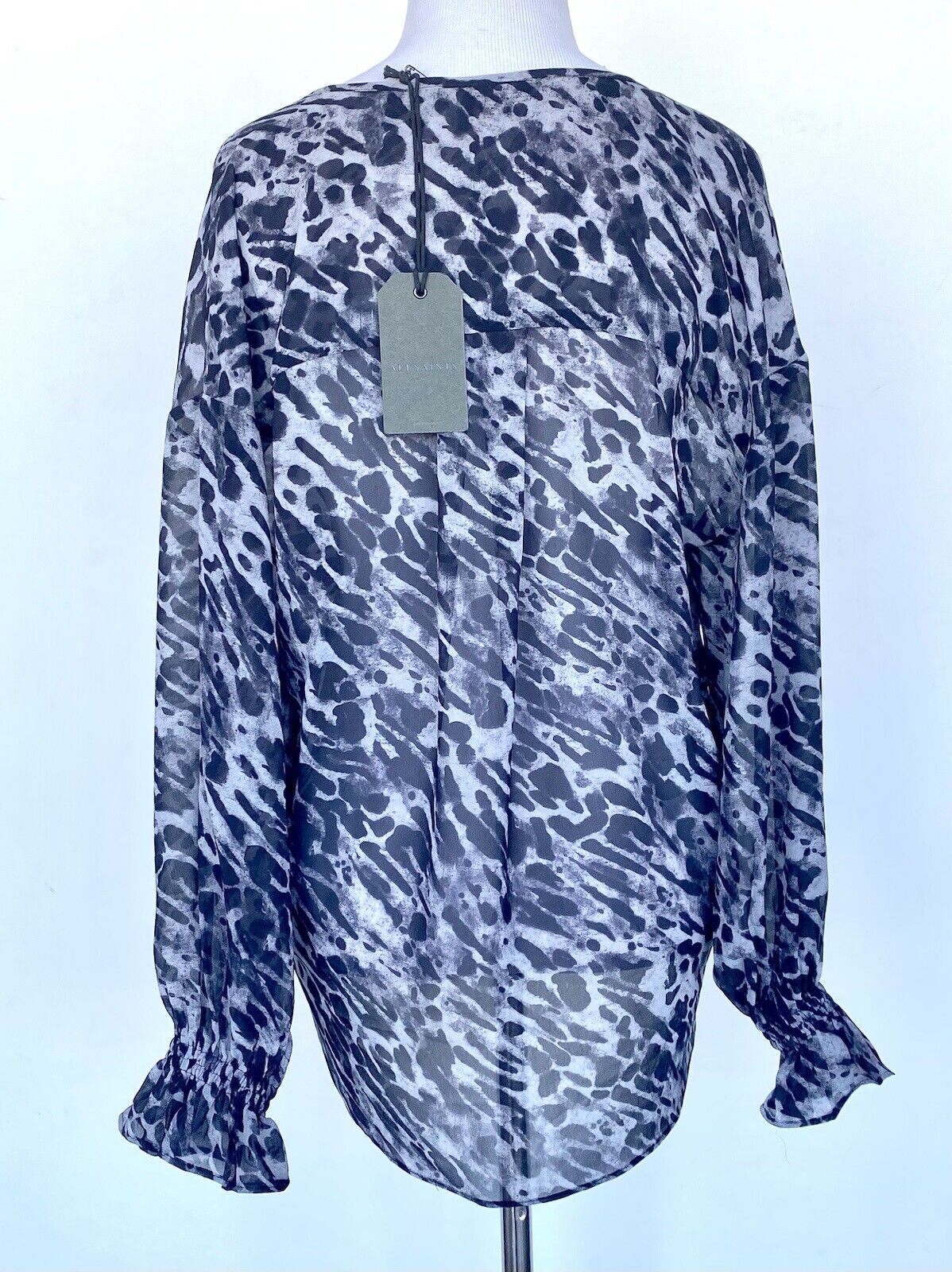 AllSaints Penny Ambient Top Animal Print Retail $150 Price $69 Size XS Chiffon