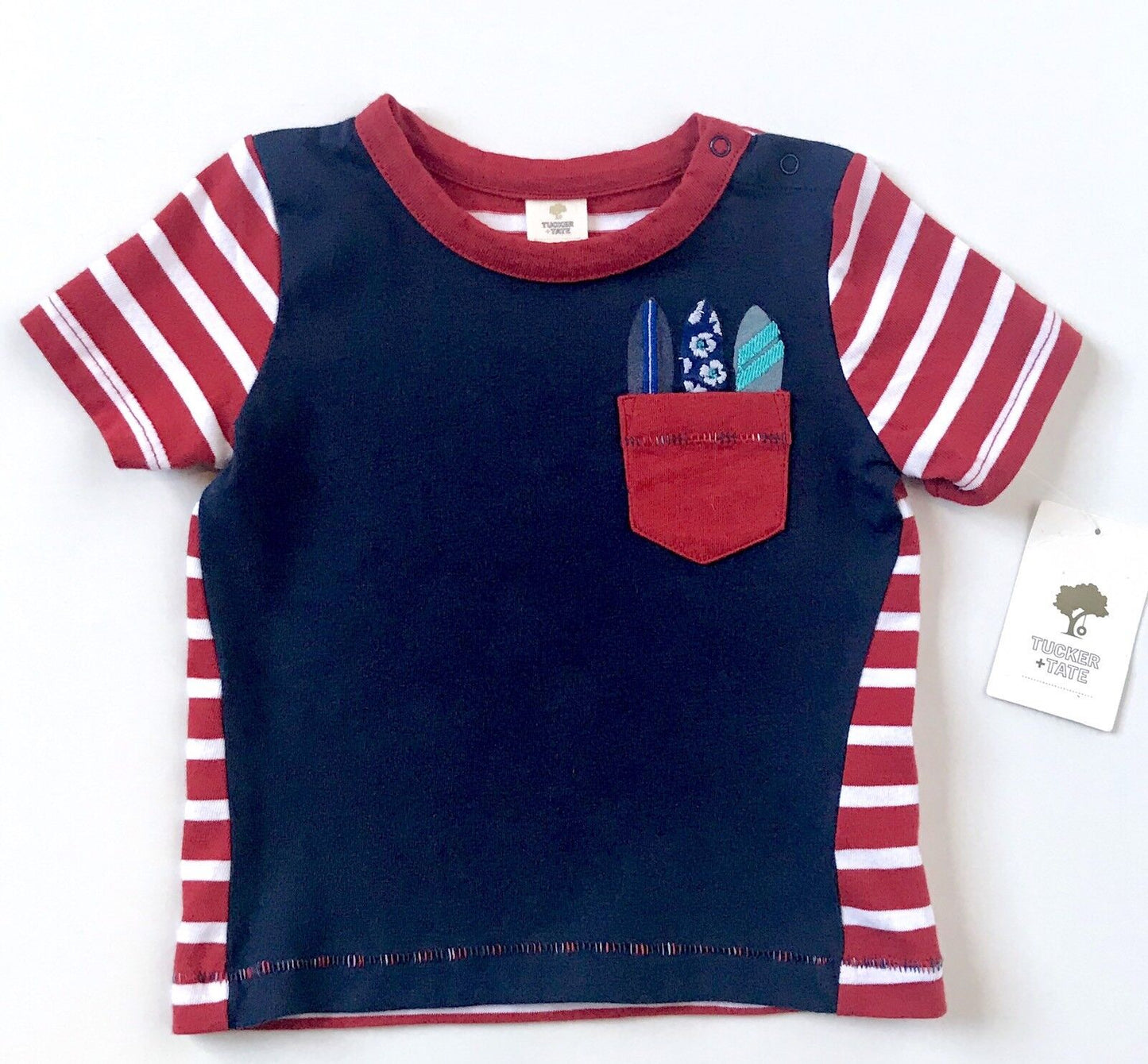 Tucker Tate Stripe Soft Cotton Surfboard Tee NWT Retail $22 Price $13.20 6M