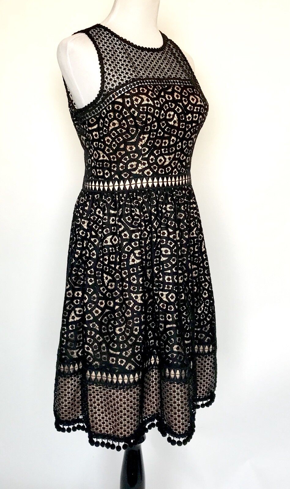 Eliza J  Black Lace Crochet Net Skirt  Dress NWT Retails $178 Price $82 Size 10