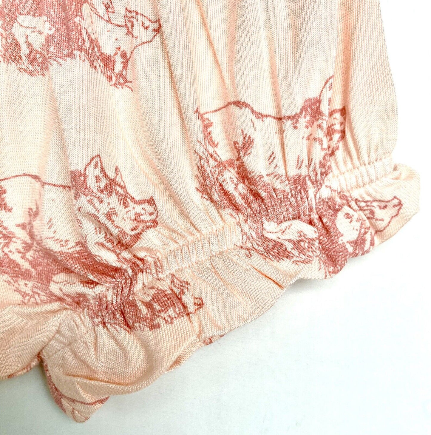 Kate Quinn Bamboo Smocked Shirred Waist Ruffle Bloomer Price $32 3-6M Piggies