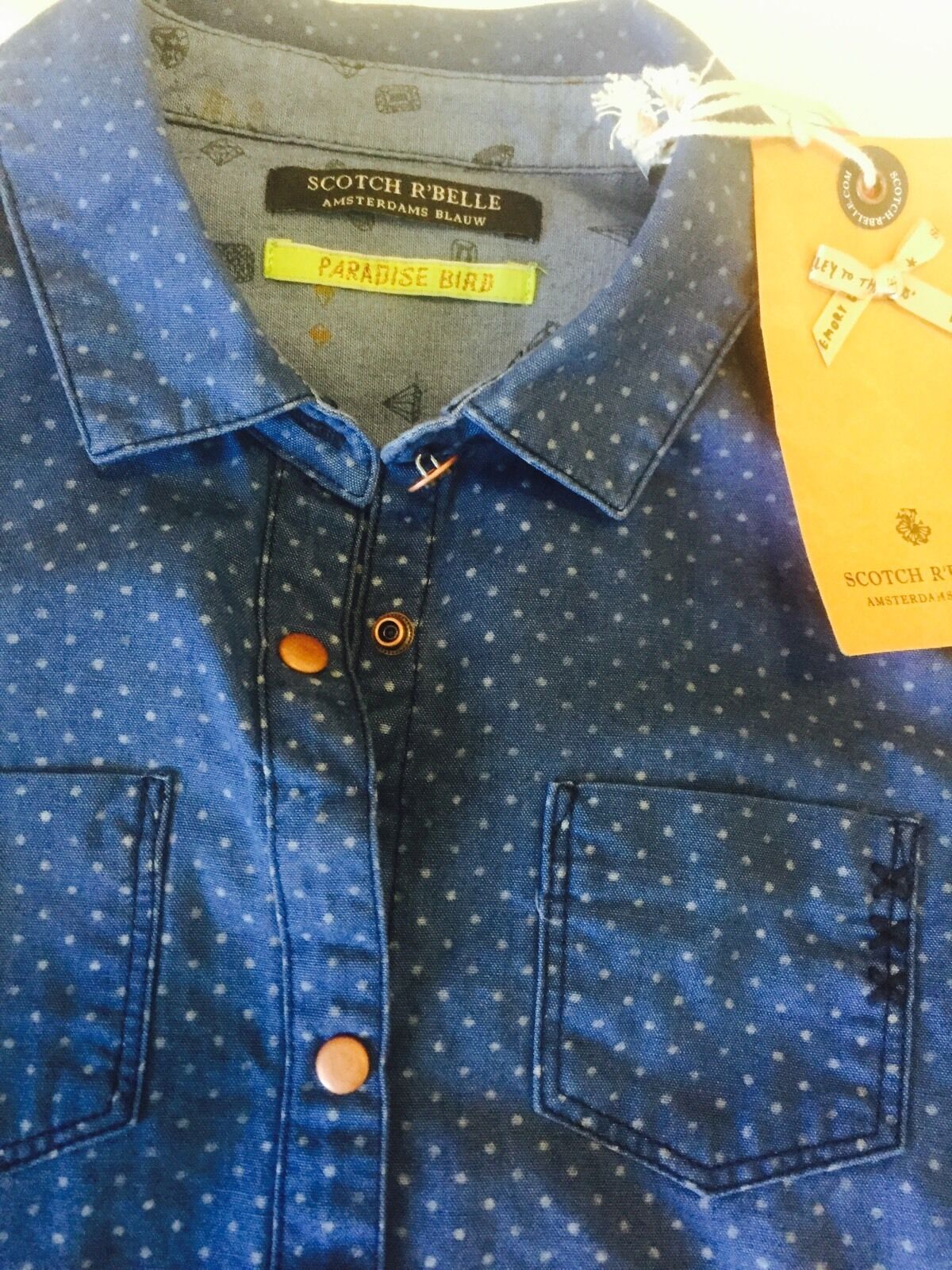 Scotch R'Belle Girls Indigo Blue Shirt. NWT Age 10 Retails $99 Price $34