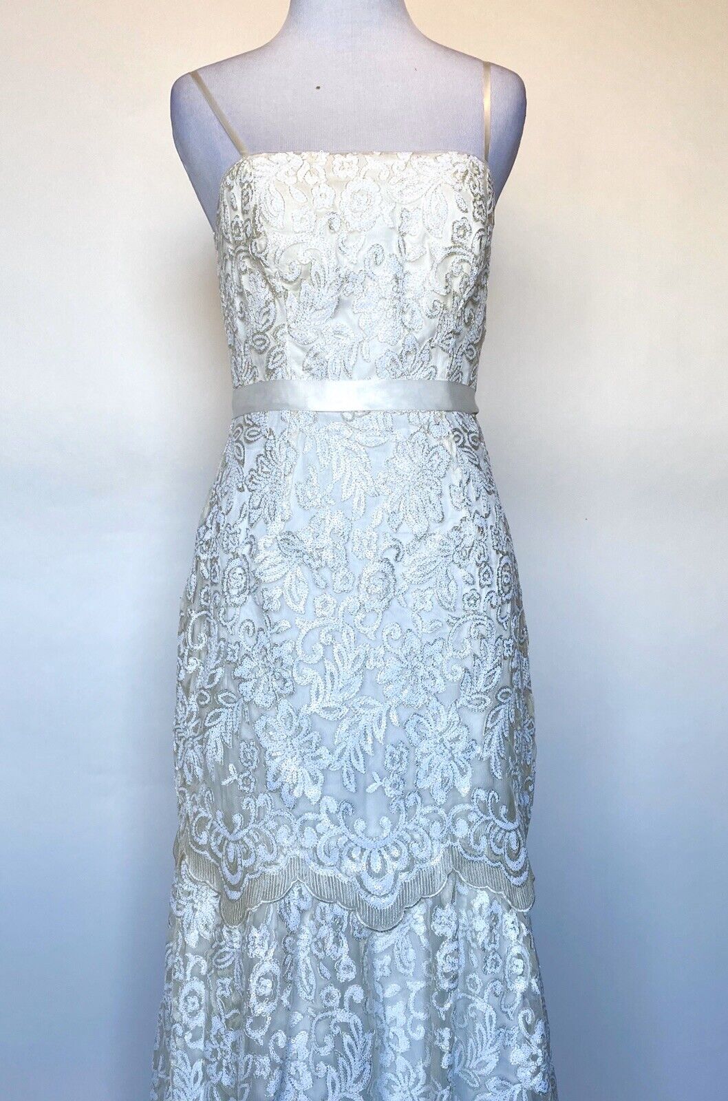 Adrianna Papell Ivory Sequin  Wedding Dress NWT Size 2 Retails $399 Price $189