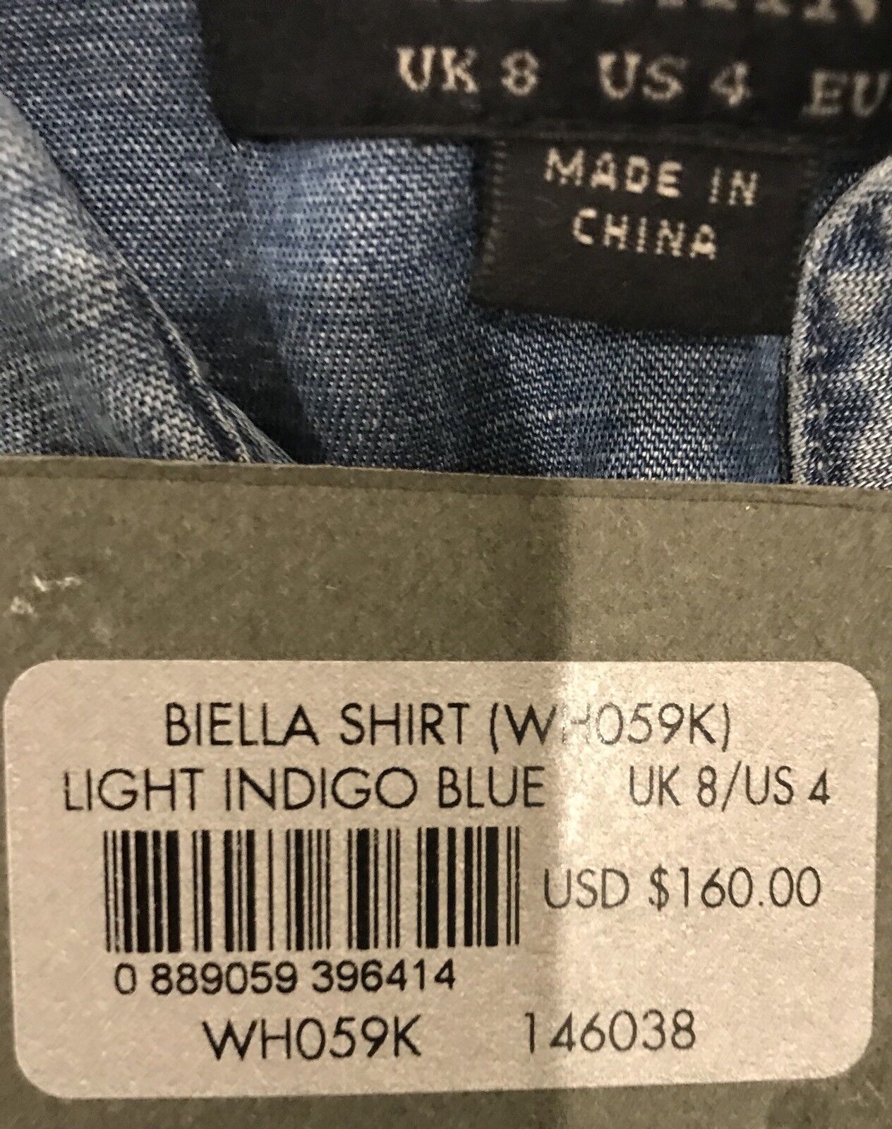 AllSaints Biella Light Denim Shirt NWT Retail $160 Price $75 Size 4 All Saints