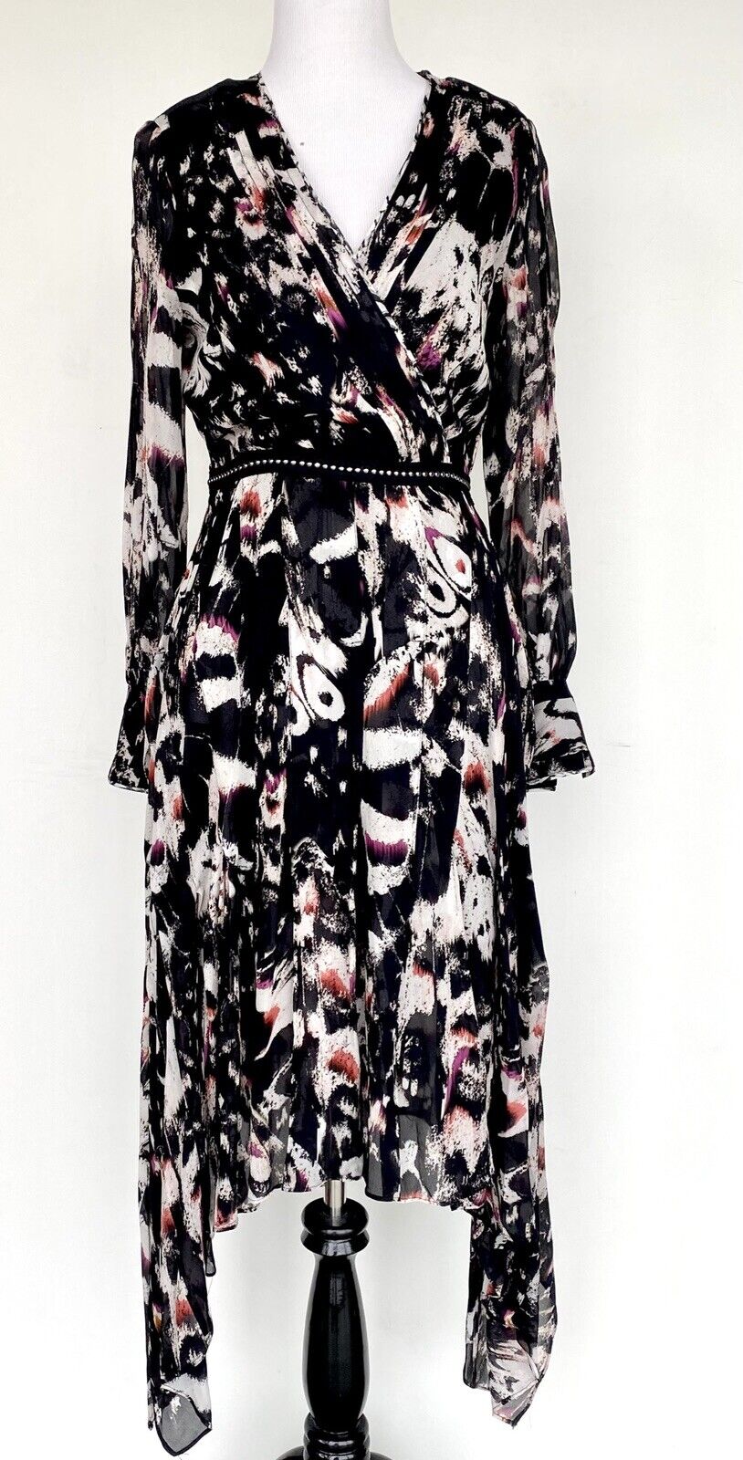 Allsaints Lizia Wing Chiffon Dress NWT Size 2 Retail $398 Price $165