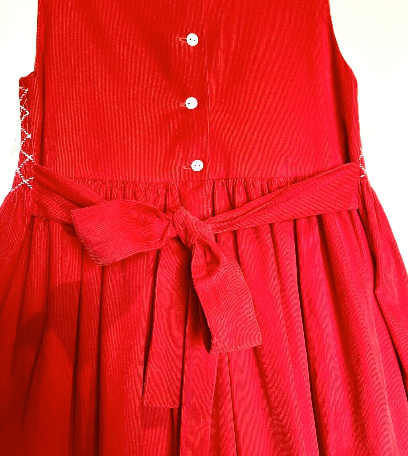 Sorbet Full Skirt Baby Cord Smocked  Red Dress. NWT Age 8 Retails $99 Price $35
